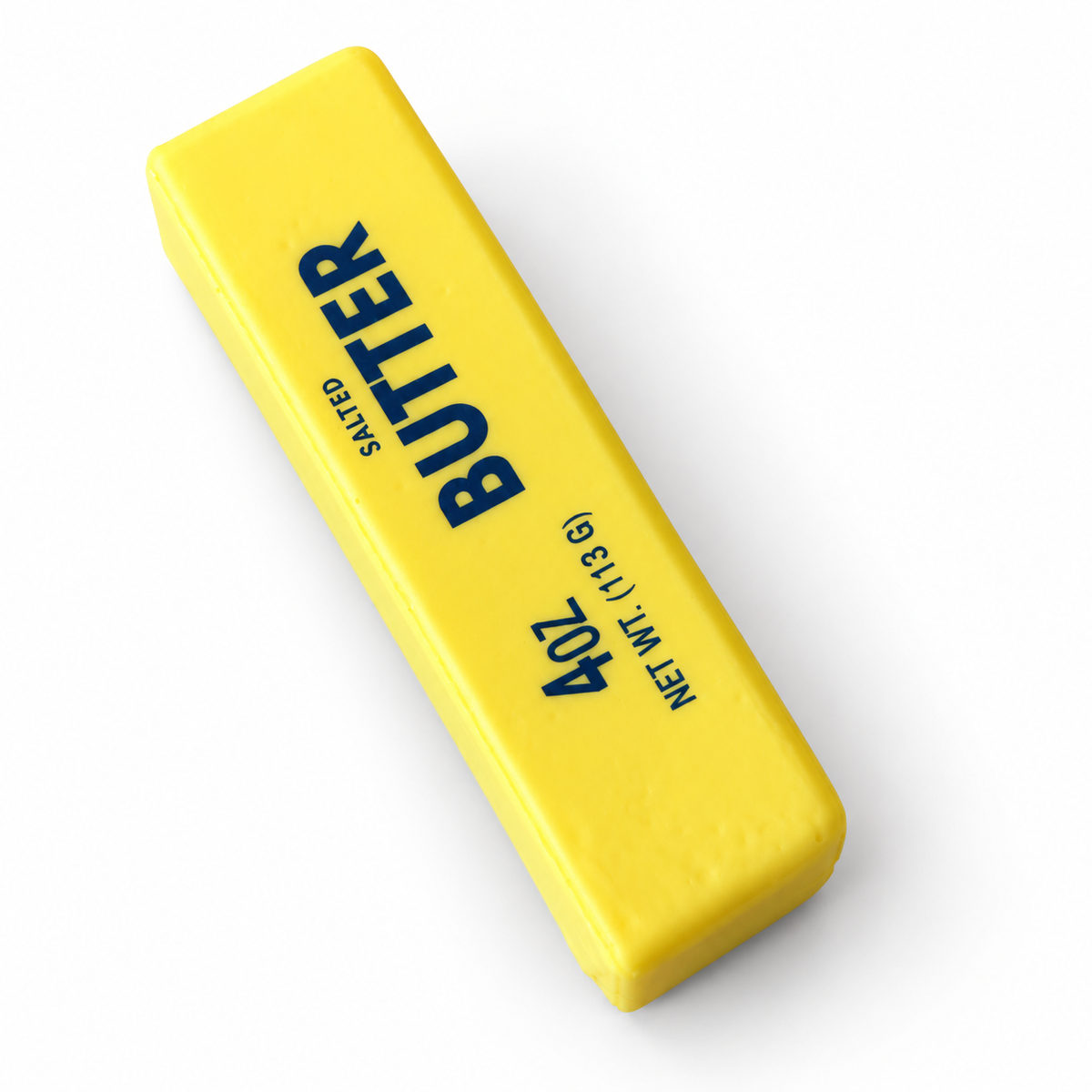 Yellow butter stick squishy printed with Salted Butter 4 oz